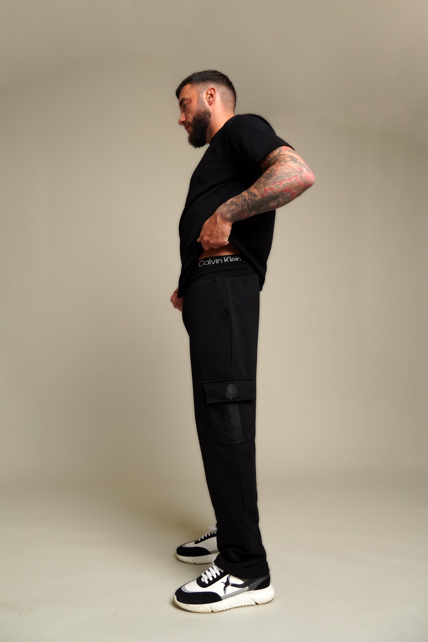 Black Sweats Cargo Pants