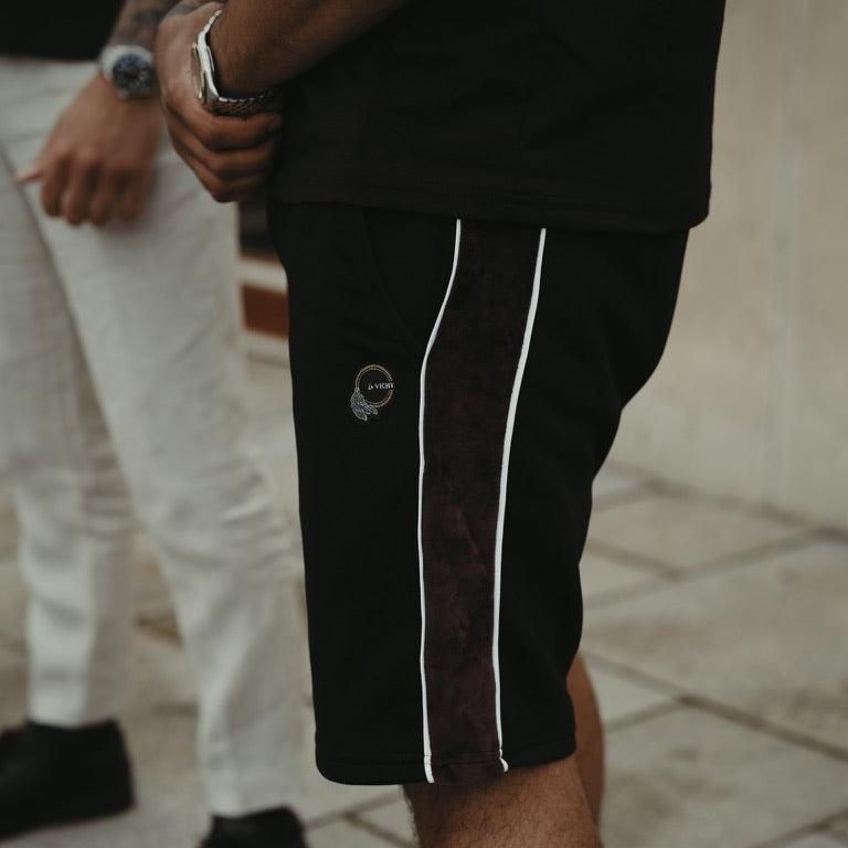 Black Shorts With Purple Stripe